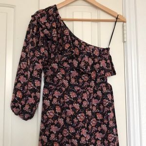 Top Shop Floral One Shoulder Dress with High Slit